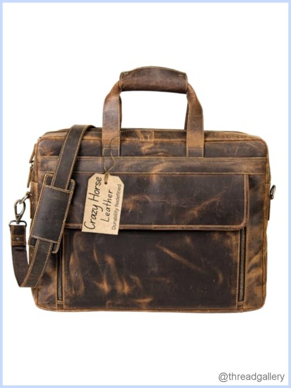Genuine Leather Messenger Bag 18" Laptop Briefcase Men Business